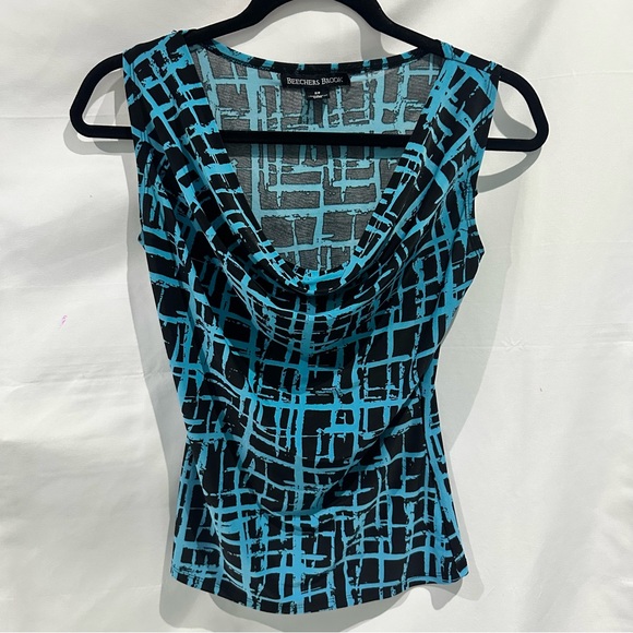 breckenridge Tops - Beechers Brook Blue & Black Cowl Neck Top